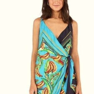 Farm Rio Mixed Banana Mini Wrap Dress